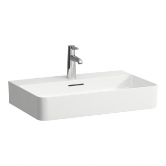 Praustuvas Laufen VAL 650x420x115 mm, su 1 anga maišytuvui viduryje, spalva - balta LCC (LAUFEN Clean Coat) 